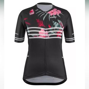 Louis Garneau Women's District 2 Cycling Jersey black with flowers NWOT